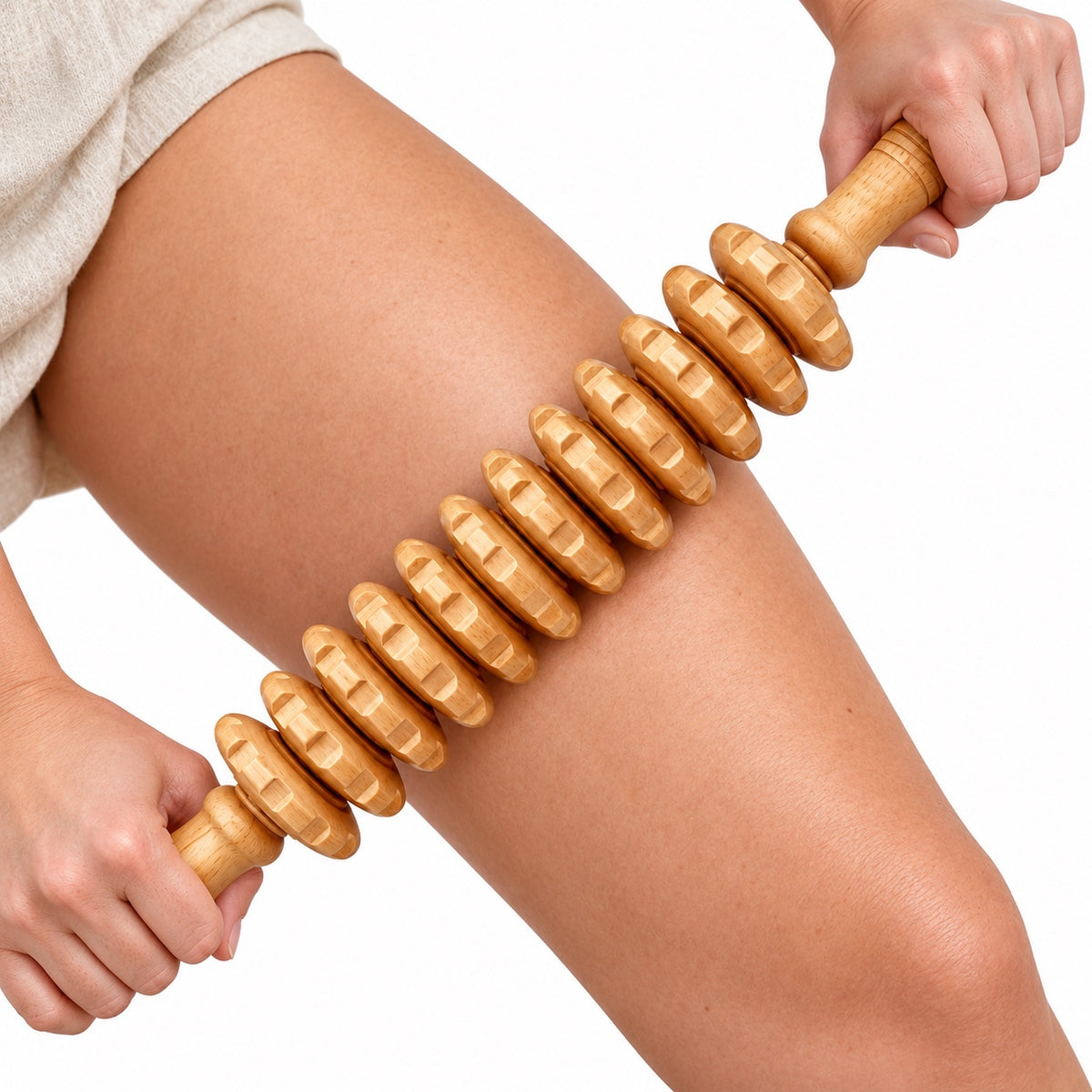 Rouleau de massage en bois à disques — 44 cm