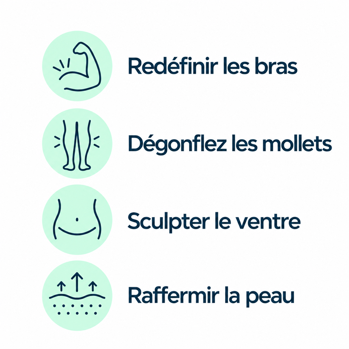 Fiche de la spatule de massage courbée : bras, mollets et ventre.